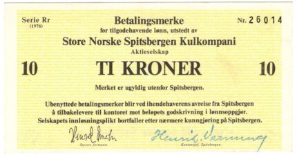 1976 Store Norske Spitsbergen Kulkompani 10 Kroner RR