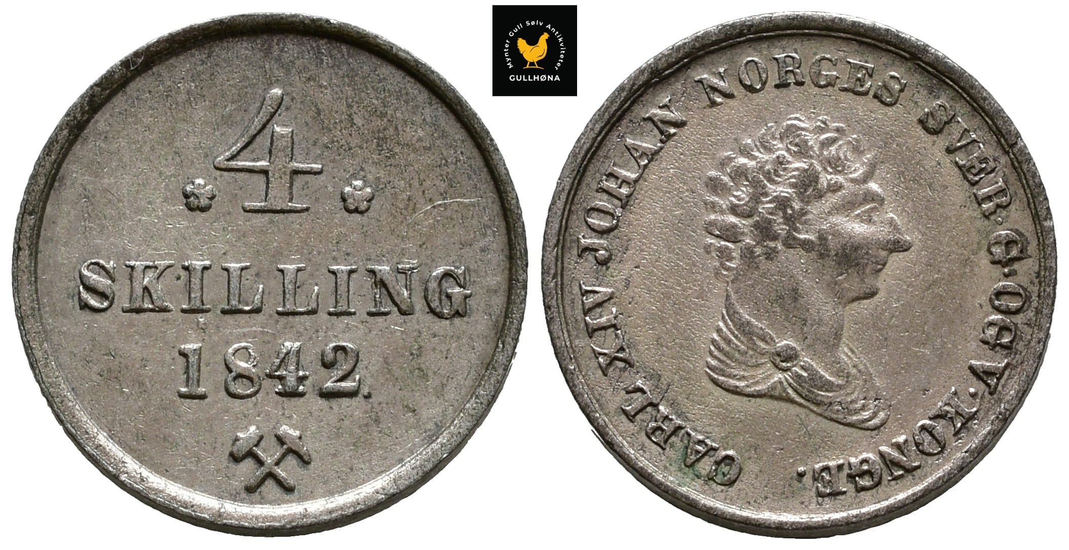 69263g00 1842 Norge 4 Skilling