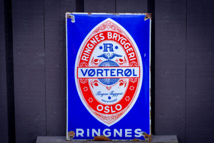 Emalje Reklameskilt ''Ringnes Bryggeri - Vørterøl''