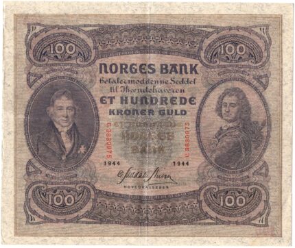 1944 Norge 100 Kroner C.3830975, 1+