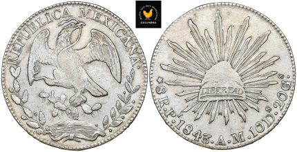 1843-Pi AM Mexico 8 Reales - San Luis Potosí mint