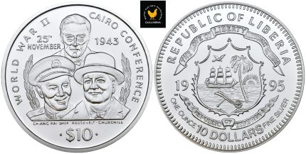 1995 Liberia 10 Dollars - World War II Cairo Conference