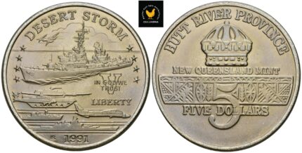 1991 Hutt River Province 5 Dollars - Desert Storm U.S. Guided Missile Destroyer