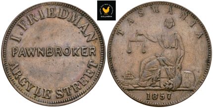 1857 Australia / Tasmania I. Friedman Penny Token