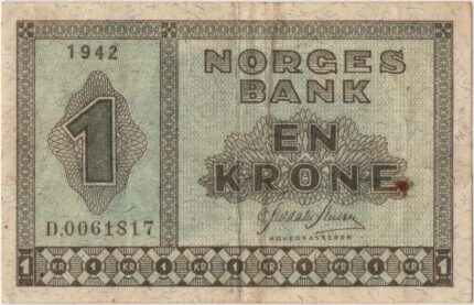 1942 Norge 1 Kroner D.0061817, 1, Flekk