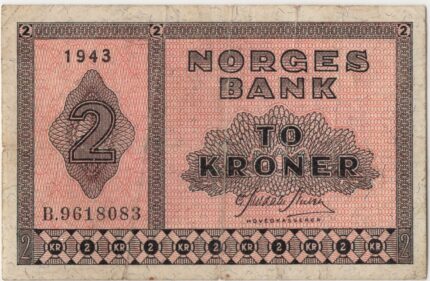 1943 Norge 2 Kroner D.9618083, 1-, rifter