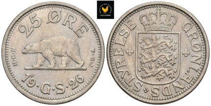 1926 Grønland 25 Øre u/hull, 01