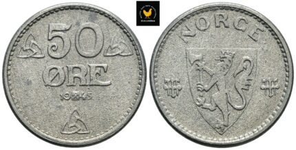 1945 Norge 50 Øre Zink, 0, flekker
