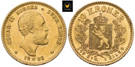 1902 Norge 10 Kroner, God 01 - I kapsel merket med "Gulltransporten"
