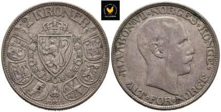 1910 Norge 2 Kroner, 1, Svake riper