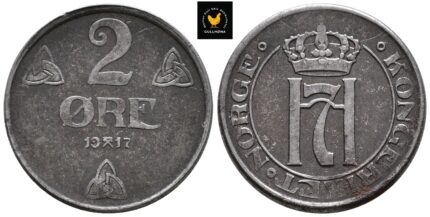 1917 Norge 2 Øre, 1+, Rustflekk