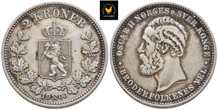1900 Norge 2 Kroner, 1+ Renset