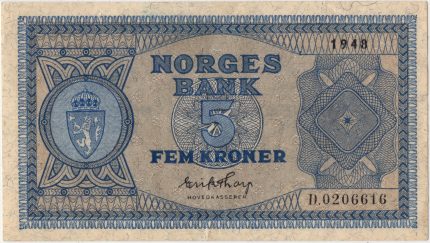 1939 Norge 5 Kroner, B.2544226, 1-